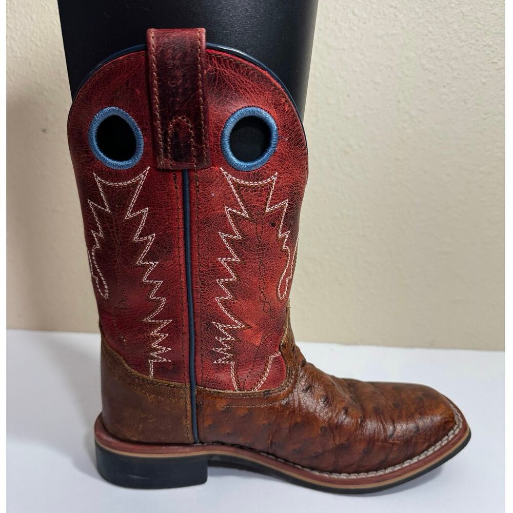 Smoky Mountain Youth Brown Ostrich Style 3752C Square Toe Cowboy Boots - Sz 13.5 - Picture 5 of 7